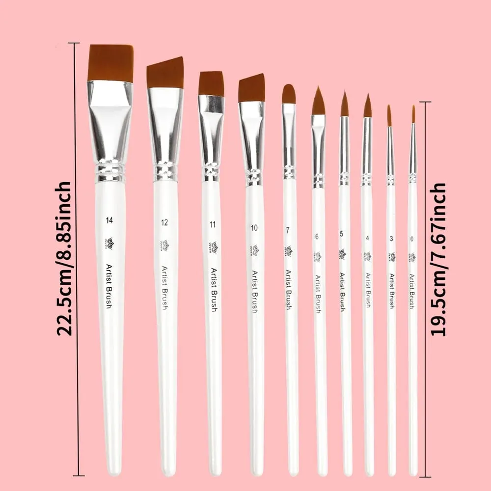 10 ชิ้น Professional ภาพวาดชุดแปรงขนแปรงไนลอนสำหรับ Stage แต่งหน้ากลีบโดมเคล็ดลับ Art แต่งหน้าเครื่องมือ — image 6