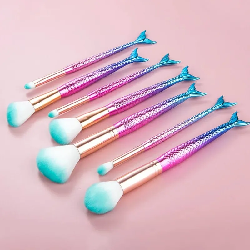 4pcs 전문 인어 메이크업 브러쉬 세트 아이 섀도우 아이 라이너 고품질 뷰티 메이크업 브러쉬 도구 눈썹 미용 도구 키트 — image 1