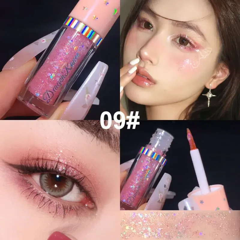 Paillettes blu Liquid Eyeshdaow Glitter Gel Penna per eyeliner metallizzata lucida Diamond Shimmer Strumento per il trucco di bellezza per occhi impermeabile