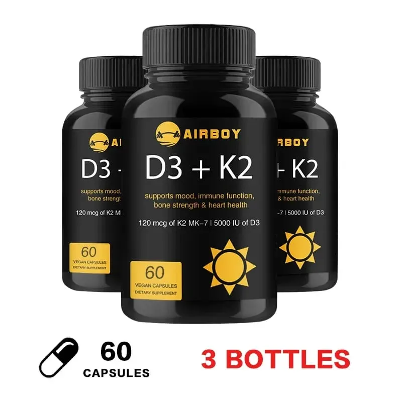 Vitamin D3+K2-Kapseln – zur Regulierung des Kalziumstoffwechsels, Förderung der Gesundheit von Knochen, Herz und Immunsystem