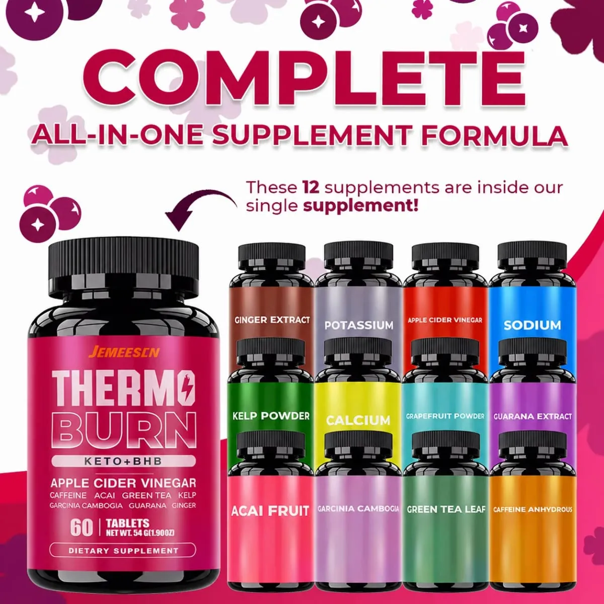 Tablet Pembakar Lemak Formula Alami dengan Campuran BHB Premium + Berry Brasil – Suppo Detoksifikasi Lembut dan Manajemen Berat Badan — image 4