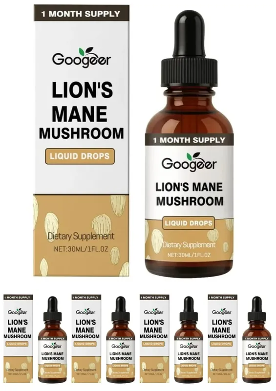 Googeer Lion's Mane Mushroom Liquid หยดหน่วยความจำและการสนับสนุนโฟกัสเพื่อความชัดเจนทางปัญญา ความคล่องตัวทางจิต ปราศจากแอลกอฮอล์ 30 ML — image 12