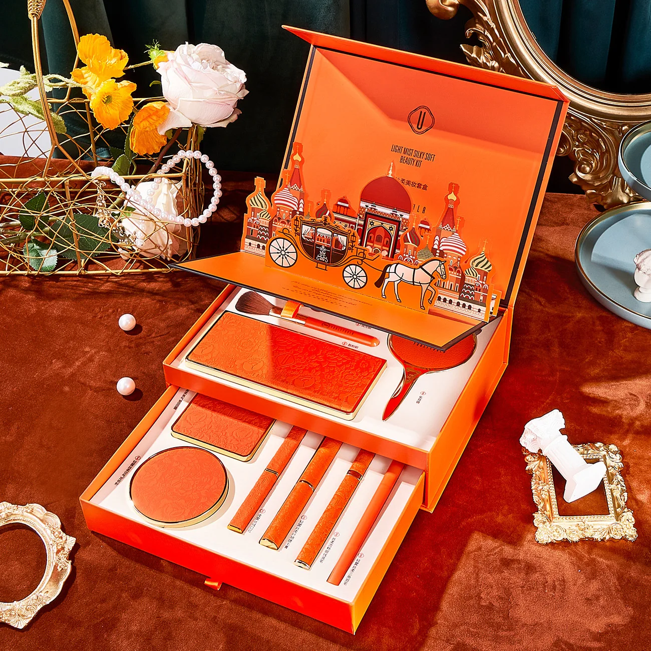 Coffret de maquillage de noël, coffret cadeau BB crème, rouge à lèvres, Eyeliner, fard à paupières, crayon à sourcils, beauté, cosmétiques, cadeau de vacances