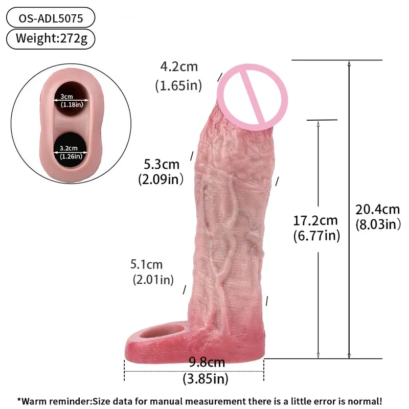 Penis Extender Device Cover Sleeve Girth Enhancement Pleasure Dildo Sheath Adult Sex Toys For Men Reusable Condom 18+ — image 17
