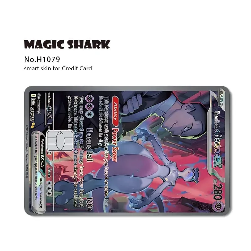 ماجيك القرش ميو تشاريزارد EX Eevee Gengar بيكاتشو TCG بطاقة ثلاثية الأبعاد ليزر الجلد لاصق غشائي لبطاقة الائتمان البنك — image 17