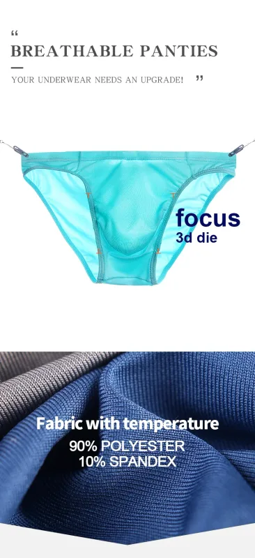 2 pezzi mutande da uomo in seta di ghiaccio traspirante sexy sottile U convesso trasparente un pezzo pantaloncini a triangolo a vita bassa testa — image 4