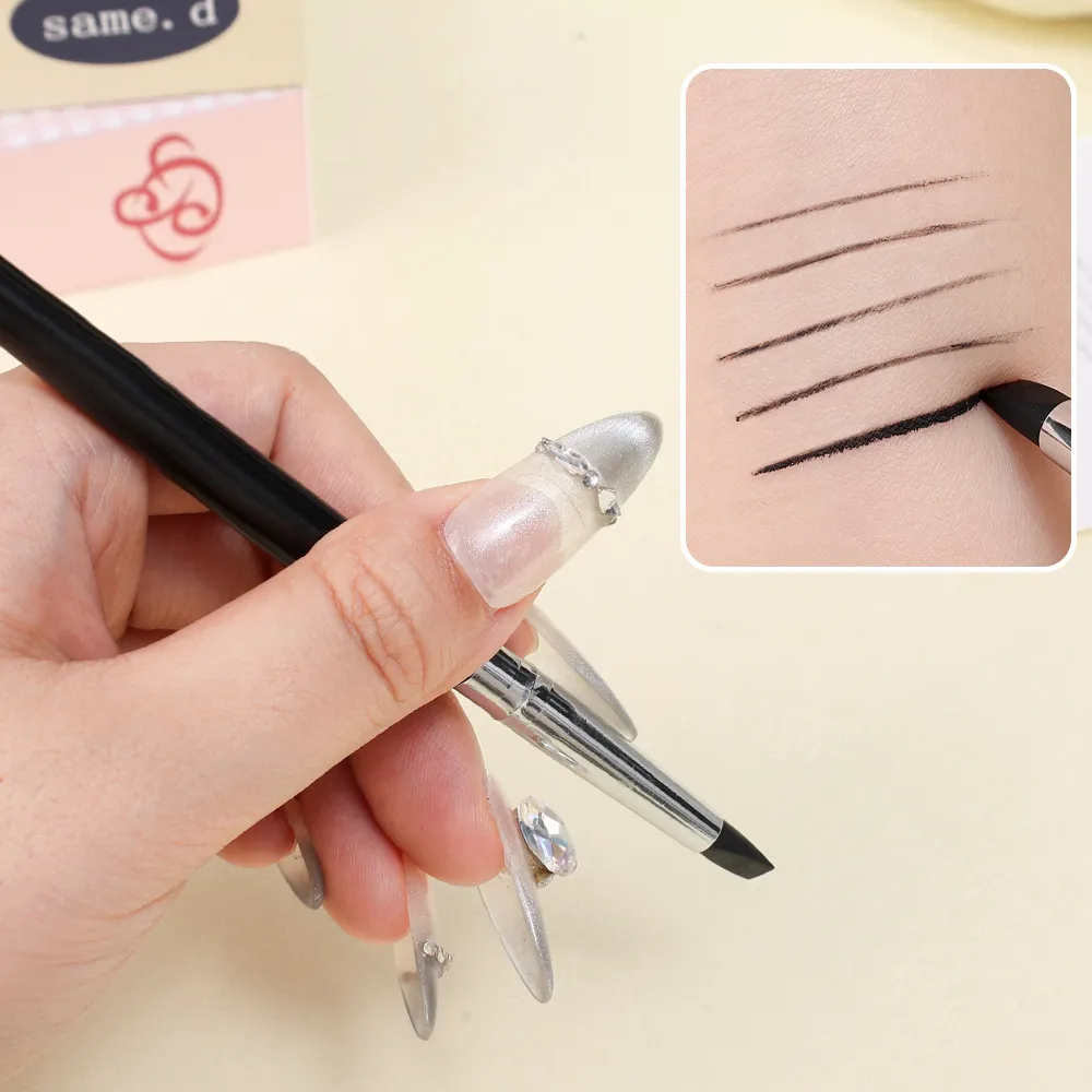 Eyebrow Eyeliner Brush Professional Multi-purpose Silicone Flat Blade Eyeliner Brush Precise Detail Brow Contour Makeup Brushes — image 5