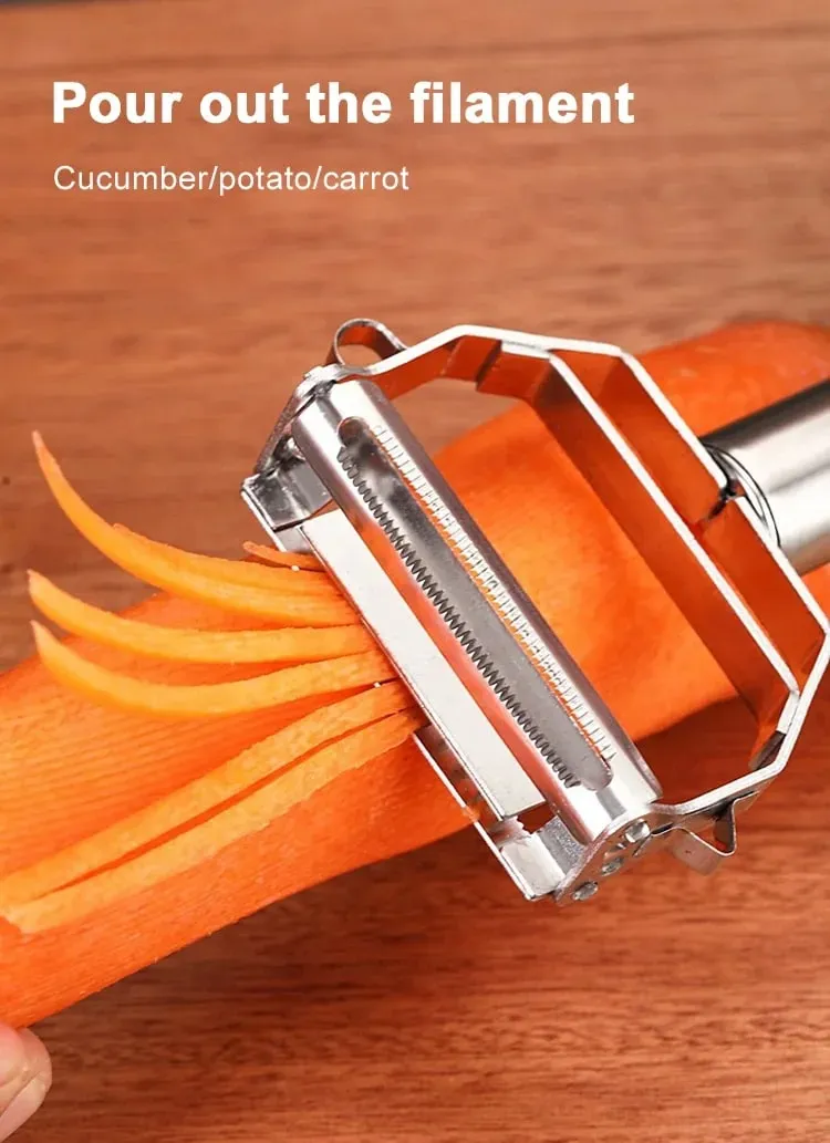 Edelstahl-Gemüseschäler, 4-in-1-Multifunktions-Küchenwerkzeug mit rutschfestem, ergonomischem Griff für Kartoffeln, Karotten, Gurken — image 7