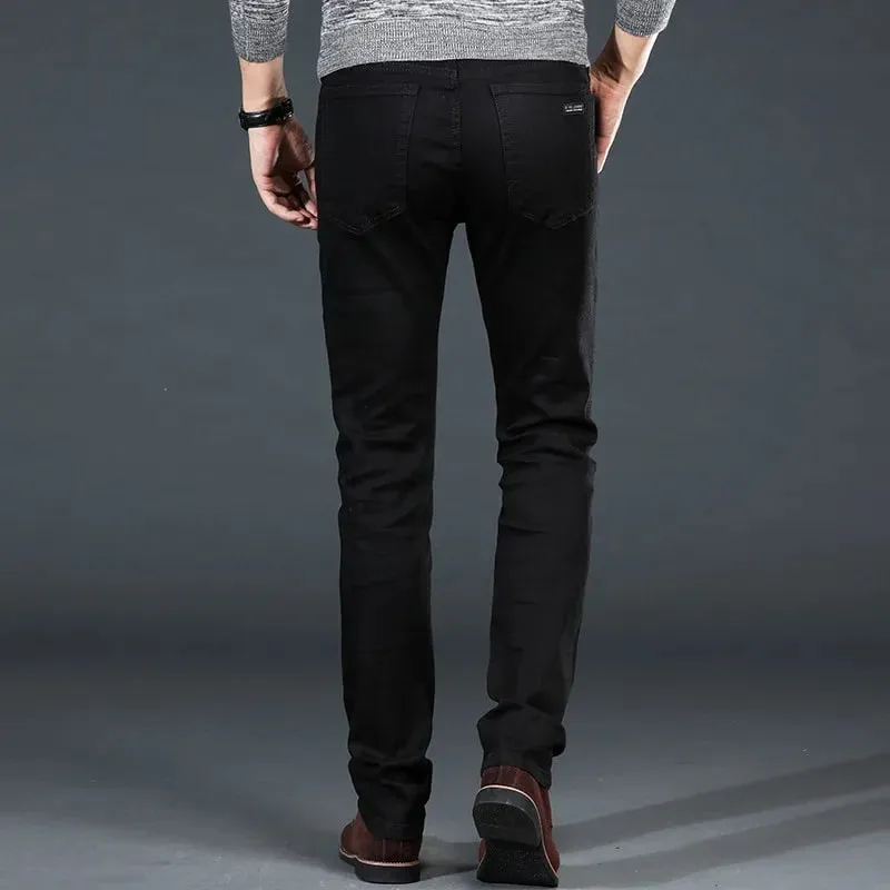 Seluar Jeans Saiz Besar Lelaki 38 40 Slim Kurus Regangan Lurus Versi Klasik Seluar Denim Hitam Mudah Pakaian Jenama Lelaki — image 5