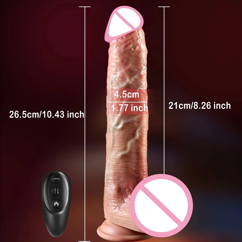 Dildo Vibrator Realistik Teleskopik Penembusan Faraj Wanita Melancap Palam Dubur Zakar Dipanaskan Bergetar Mainan Seks untuk Wanita — image 7
