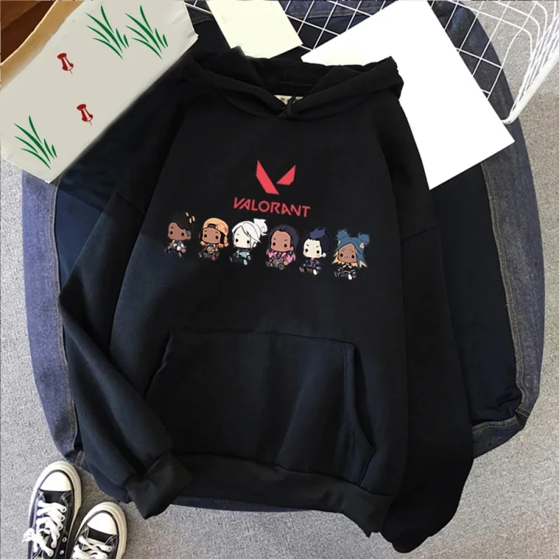 Valorant Anime 2D Print męska bawełniana bluza z kapturem Casual sweter oversize popularna odzież uliczna modna bluza Trend odzież męska