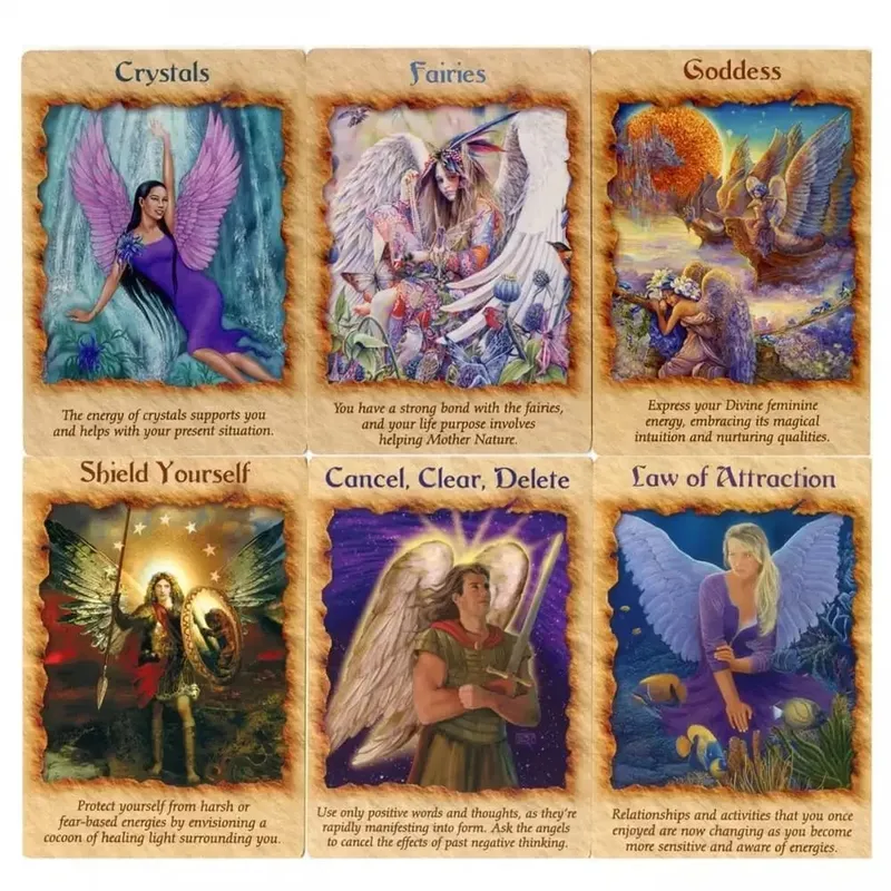 Terapia aniołami Karty Oracle Przewodnik PDF Karty tarota Talia do gier planszowych na imprezę rodzinną, kobiety, zabawki dla dzieci — image 2