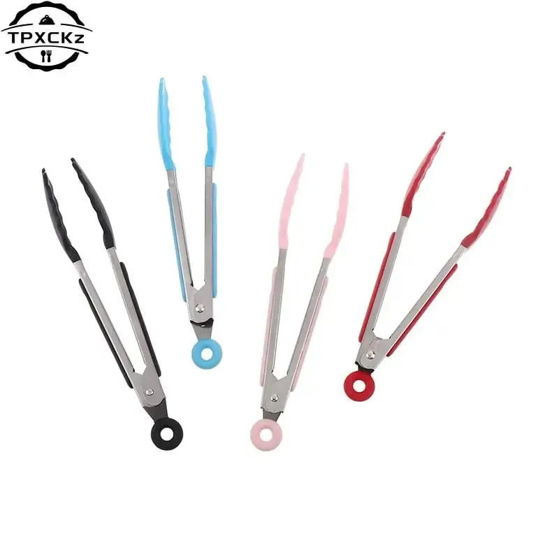 Silikon BBQ Grillen Tong Küche Kochen Salat Brot Servieren Tong Antihaft Grill Clip Clamp Edelstahl Werkzeuge Gadgets — image 6