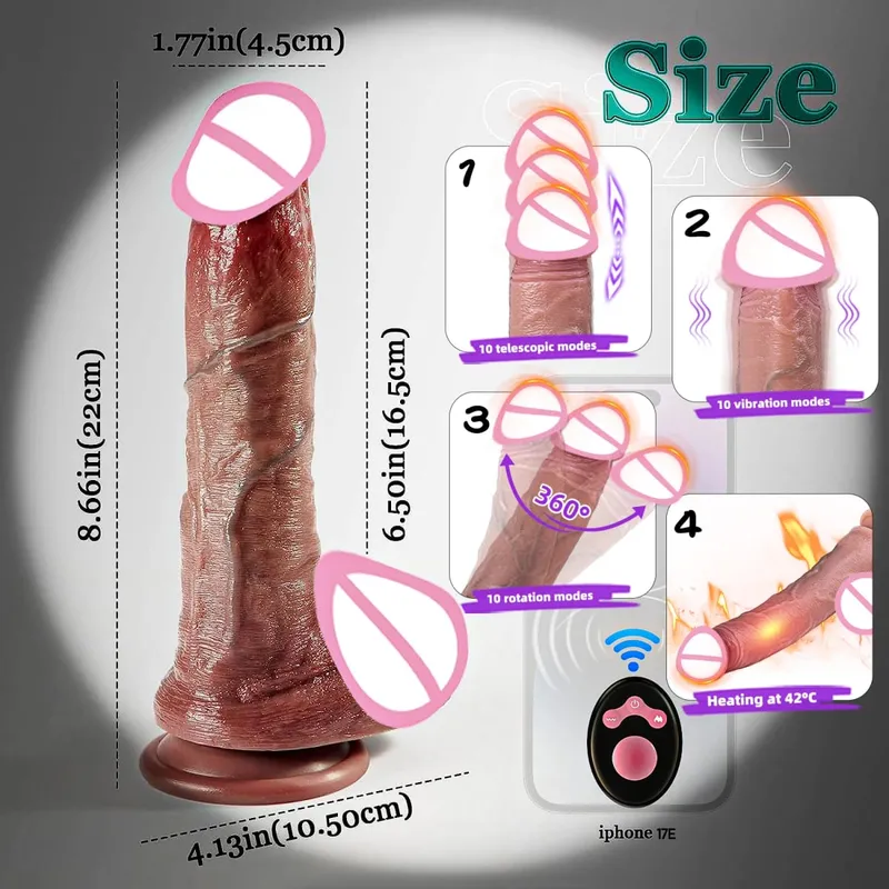 Huge Big Soft Vibrator Heating Realistic Dildo for Woman Men Wireless Telescopic Dick Masturbator Penis G Spot Vagina Anal — image 11