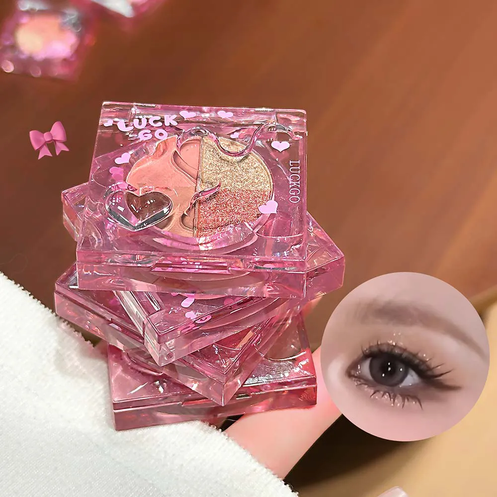 สี่สีเพชร Glitter Eyeshadow Palette MINI สีชมพูสีส้ม Matte Shimmer Eye Shadow Eye Pigments Highlighter แต่งหน้าเครื่องสำอาง — image 3