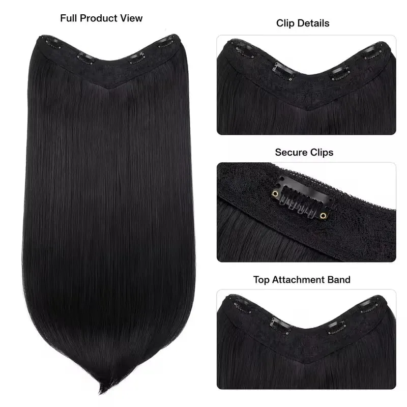 Extension capillaire synthétique multicouche longue et lisse de 22 pouces, postiche en Fiber de Style BB Clip pour femmes, usage quotidien, confiante et élégante — image 4