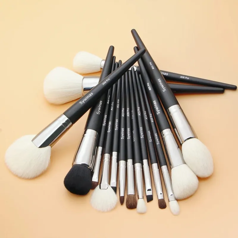 Sywinas Make-up-Pinsel-Set, 15-teilig, hochwertiges schwarzes, natürliches Kunsthaar, professionelle Make-up-Pinsel-Werkzeuge — image 8