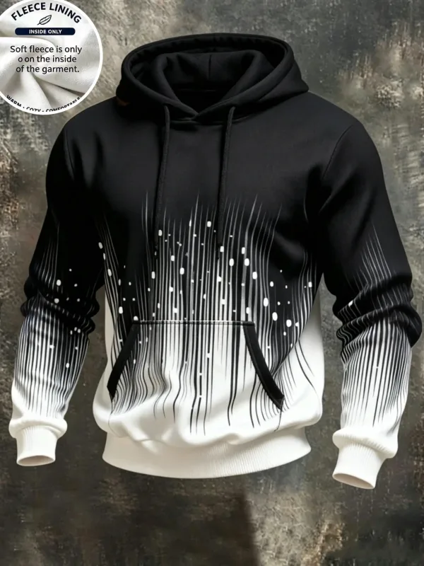 Cetakan 3D Fleece Hoodie Blue Spiral Grid Optical Illusion Pullover Lengan Panjang Poket Kanggaru Tops Sweatshirt Kasual