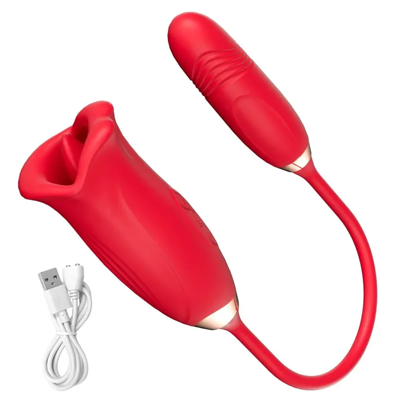 Sucking Vibrator สำหรับผู้หญิงกัดช่องปากปาก Thrusting Telescopic Dildo ลิ้น G-Spot หัวนม Clit กระตุ้นของเล่นเพศหญิง — image 8