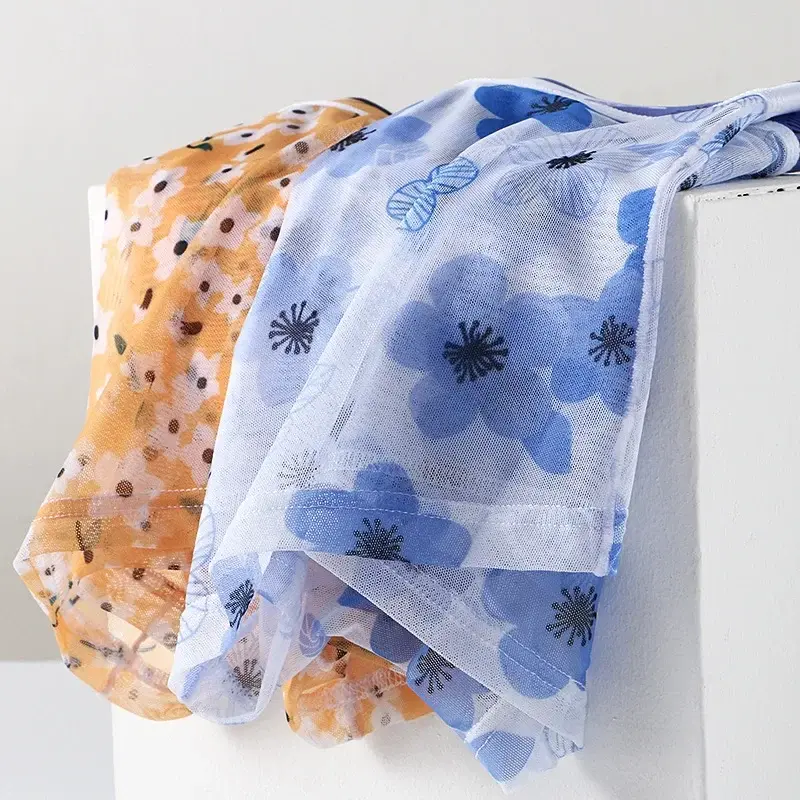 Boxer en maille pour hommes, imprimé Floral, sous-vêtements en soie glacée, Ultra-mince, Transparent, respirant, doux, très extensible, culotte à séchage rapide — image 17