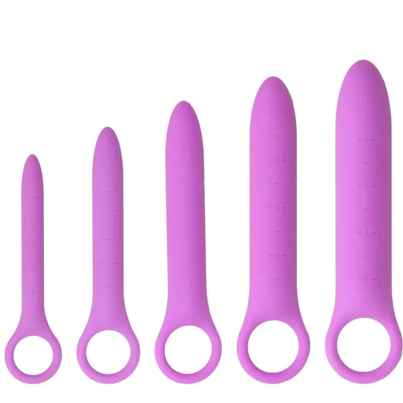 5 unids/set tapones anales de silicona suave con escala estimulador Anal para principiantes entrenador juguete de juego sexual corte trasero tapón Anal para coqueteo femenino
