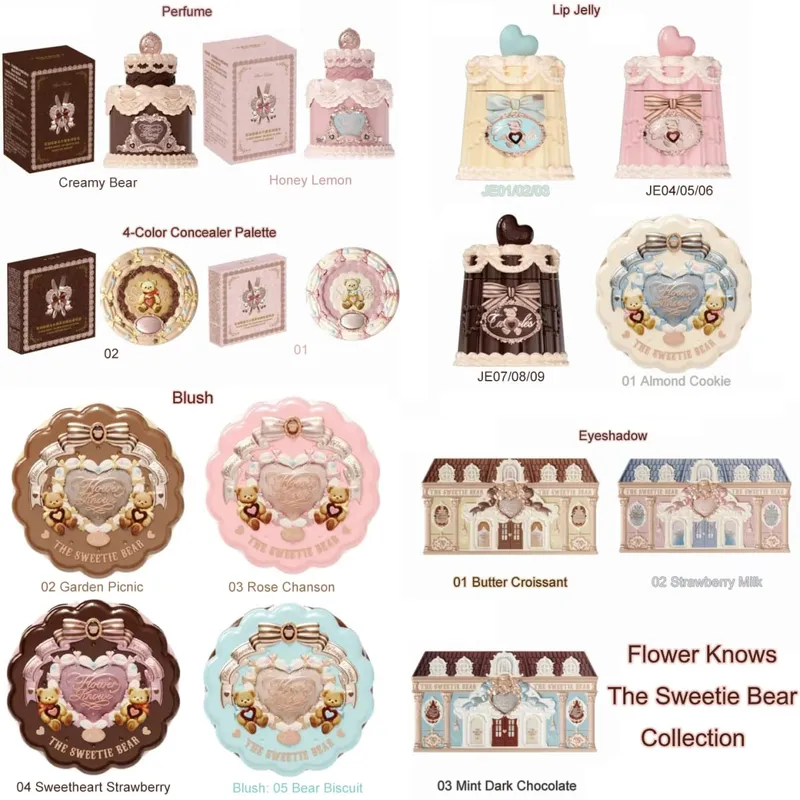 Neu eingetroffen: Flower Knows The Sweetie Bear Collection Mini Setting Powder Cookie Perfume und Dual Ended Brow Gel und Pencil — image 3