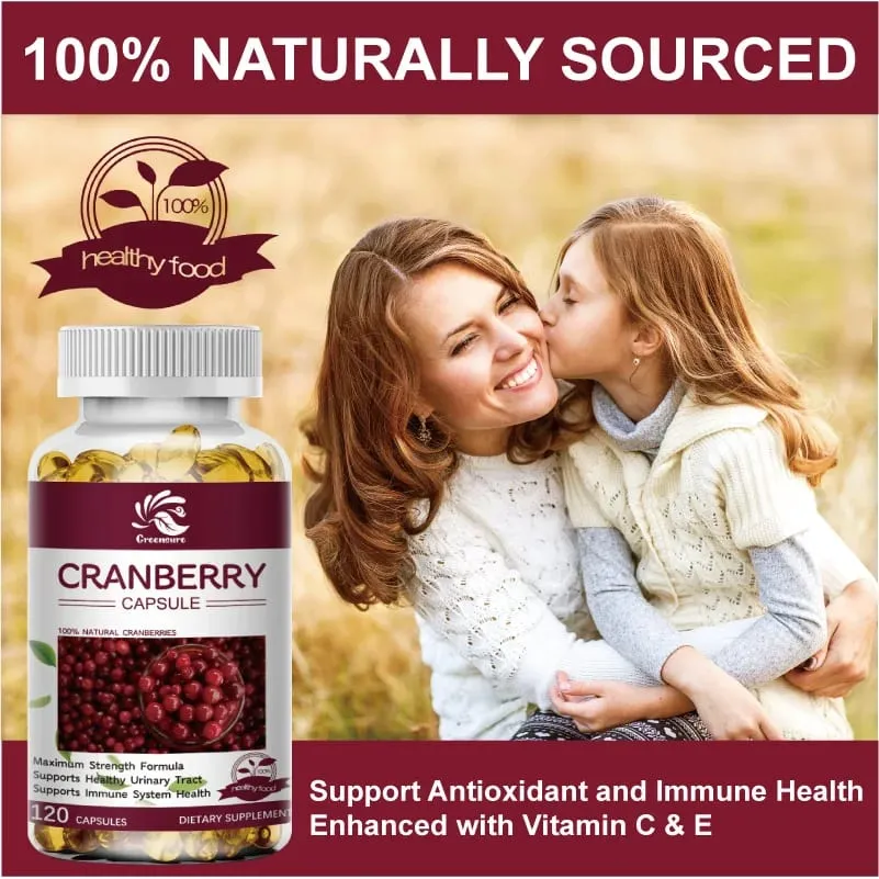 Cranberry Juice Extract - Most Effective Cranberry Pills for Women Cranberry Supplement - 60/120 Capsules