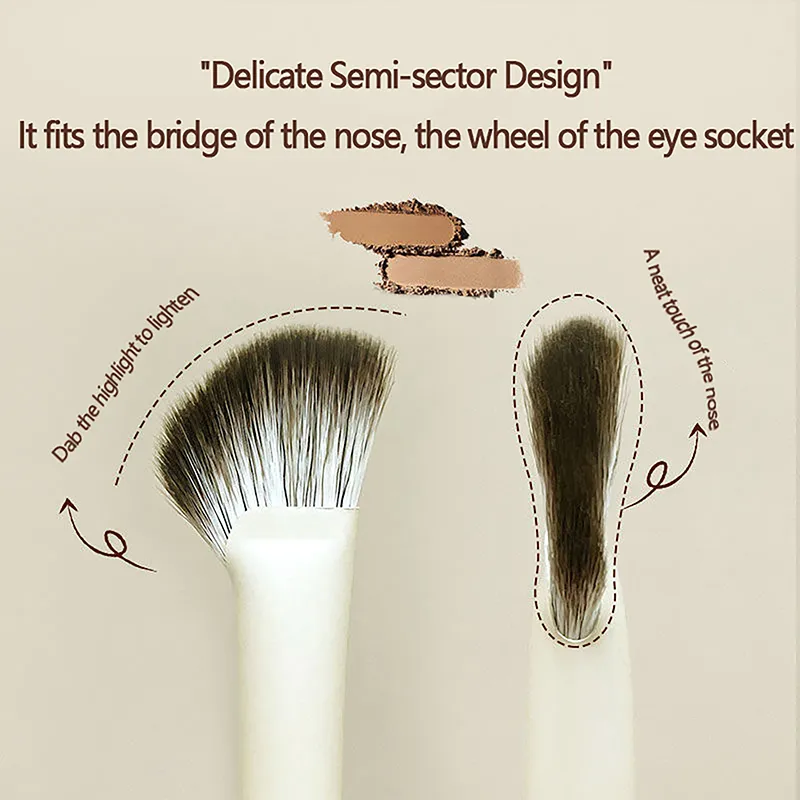 1Pc Halb Fan-förmigen Nase Schatten Pinsel Highlighter Erröten Make-Up Pinsel Fit Nase Augen Kontur Frauen Gesichts Schönheit werkzeuge. ~ — image 1