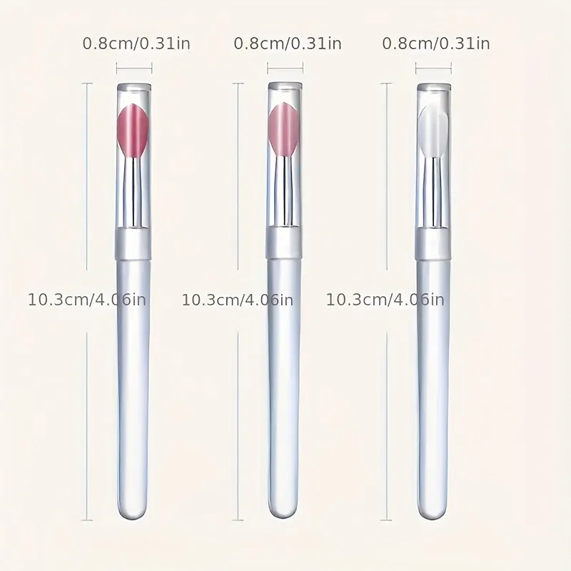 5 reusable na silicone nail brush na may mirror effect - double head makeup at nail polish applicator