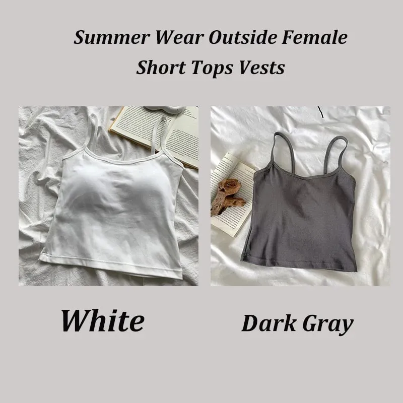 2 ชิ้น/เซ็ตผู้หญิง Basic Cotton Camisole มาดามสีทึบสปาเก็ตตี้สายรัดแขนกุด Slim เสื้อ Breathable เสื้อแขนกุดสั้น — image 17