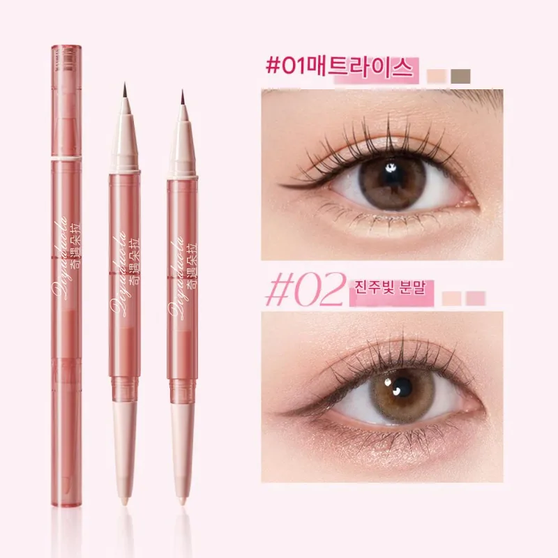 Dubbelhuvuden Liggande Silkesmask Penna Flytande Eyeliner Vattentät Naturlig Glitter Ögonskugga Aegyo Sal Eyes Contour Shadow Make Up — image 8