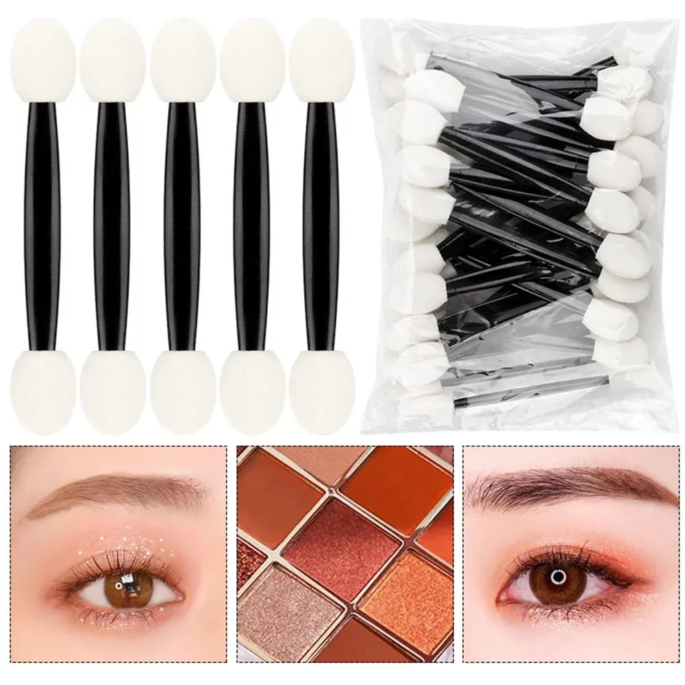 50/200 stücke Lidschatten Applikatoren Dual Seiten Lidschatten Pinsel Make-Up Schwamm Pinsel Für Mädchen Kosmetische Werkzeug Schönheit Applikatoren — image 3