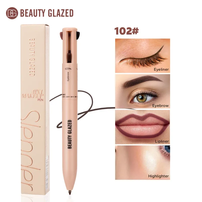 Matita per trucco multifunzionale smaltata di bellezza Matita per sopracciglia Eyeliner Lip Liner Evidenziatore 4 in 1 Penna a sfera per trucco Finitura opaca — image 8