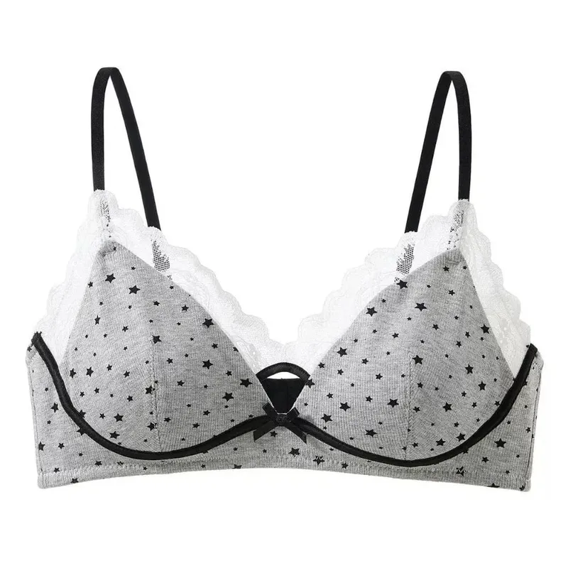 Set Bra Wanita Tanpa Berwayar Sokongan Lembut Tekan Ke Atas Untuk Payudara Kecil Mengelakkan Kendur & Tersebar Sisi Pakaian Dalam Gaya Girly Manis 32‑38 — image 5