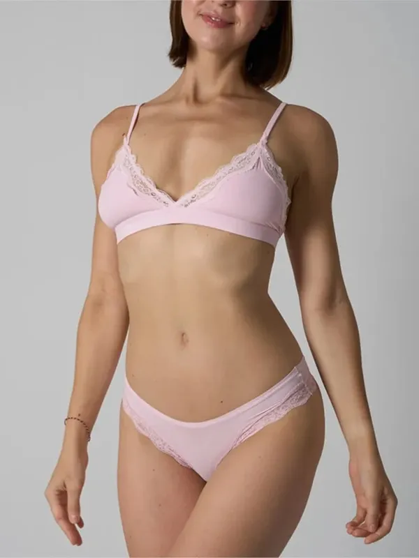 Solid Lace Thin Underwear Sets Women Slim Lift Comfortable Minimalist Without Steel Ring Bra Suit Sweet Y2K Sport Bras and Panty — image 6