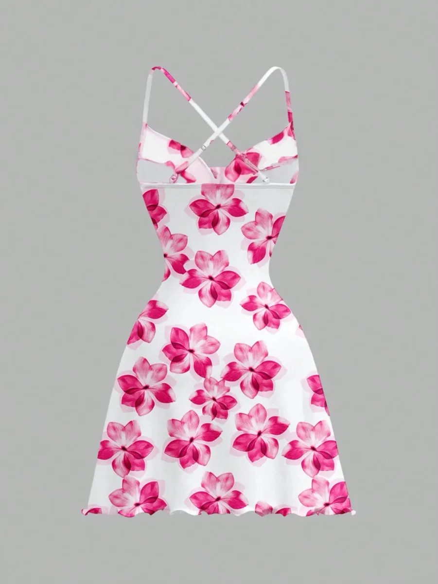 Women's Spring/Summer Casual Vacation Party Beach Off-Shoulder Backless Floral Print A-line Dress — image 2