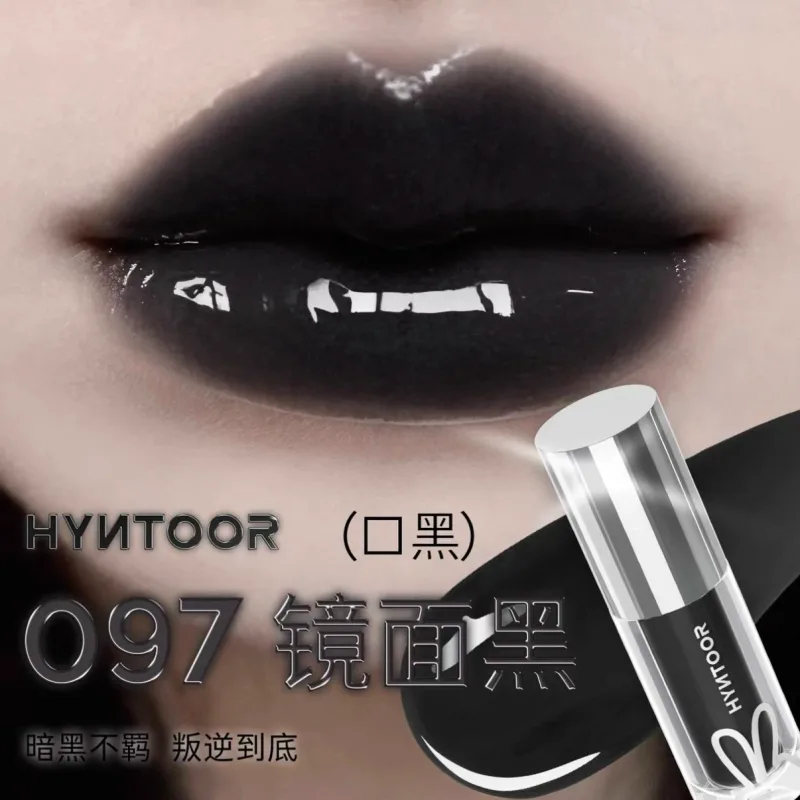 Hyntoor Black Lipgloss Glitter Gothic Gincu Set Dwi Warna Perak Matte Berkhasiat Dark Satin Metalic Kesan Berasap Harian