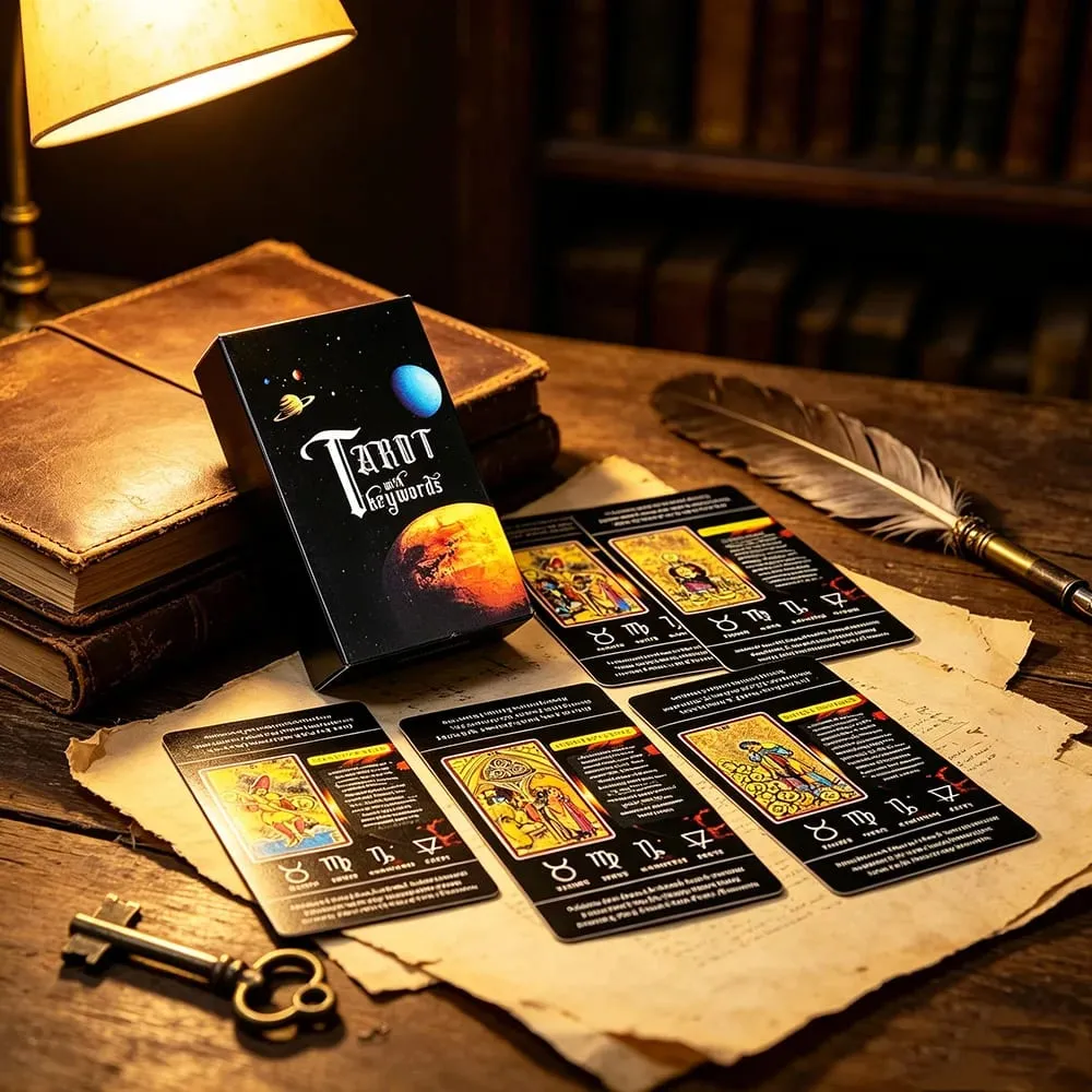 Tarot With Keywords 78 Cards Space Art Tarot with Printed Meanings Cards Game Ideal for Meditation Healing & Divination — image 3