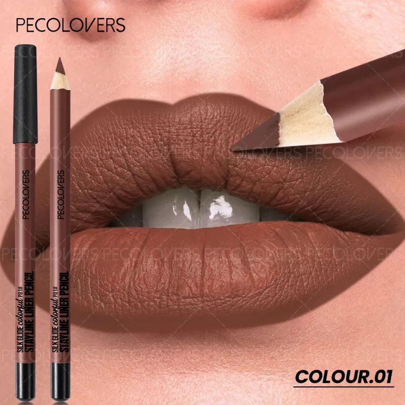 Matte Lipliner Kontur Bibir Belakang Kedua Bibir Gebu dan Menawan Tidak Mengeringkan Kosmetik Bibir Kalis Air Sesuai untuk Pemula
