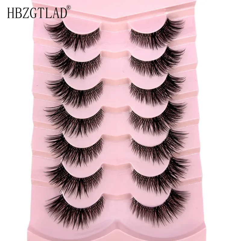 7/8 Paar Katzenaugen-Wimpern, Manga-Wimpern, 3D-Wimpern mit klarem Band, natürlich, halbe Wimpern, verlängerte Nerz-Wimpern, flauschige Wimpern — image 28