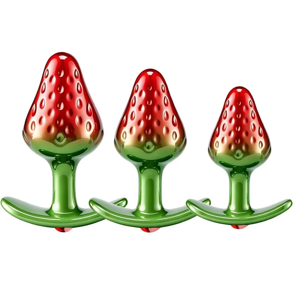 Strawberi Logam Manik Dubur Set Palam Punggung Kecil Sederhana Besar Barang Kemas Palam Dubur Boleh Dipakai Mainan Seks Dubur untuk Lelaki Wanita