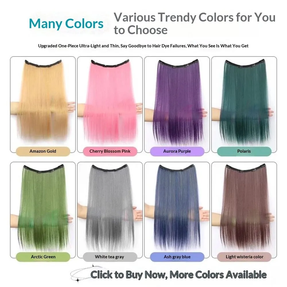 Estensioni dei capelli con clip sintetiche colorate con evidenziazione Parrucca per tintura lunga e diritta appesa all'orecchio Pezzo di colore Capelli finti sottili senza cuciture — image 3