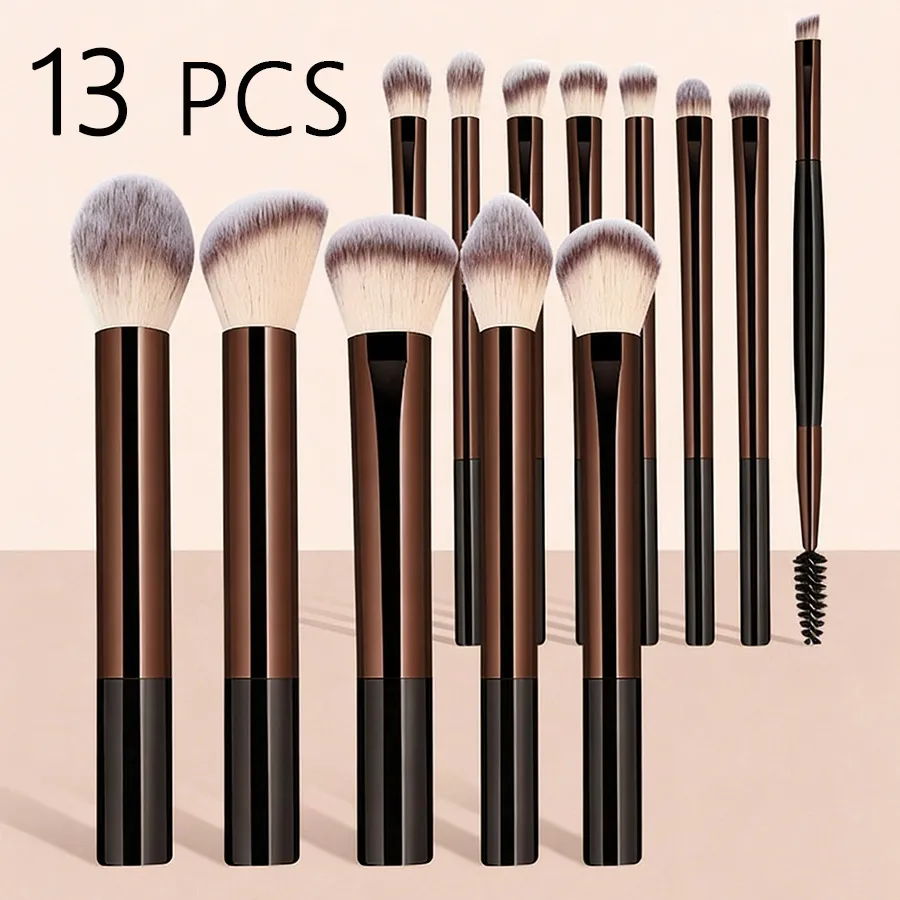 13 pcs Set Berus Makeup Bulu Padat Pemegang Aloi Aluminium Sesuai untuk Semua Jenis Kulit — image 1