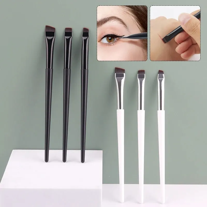 Set di pennelli per trucco eyeliner a lama da 1/3 pezzi Pennelli per sopracciglia piatti ultra sottili ad angolo fine sotto gli occhi Posiziona il pennello per dettagli precisi — image 1