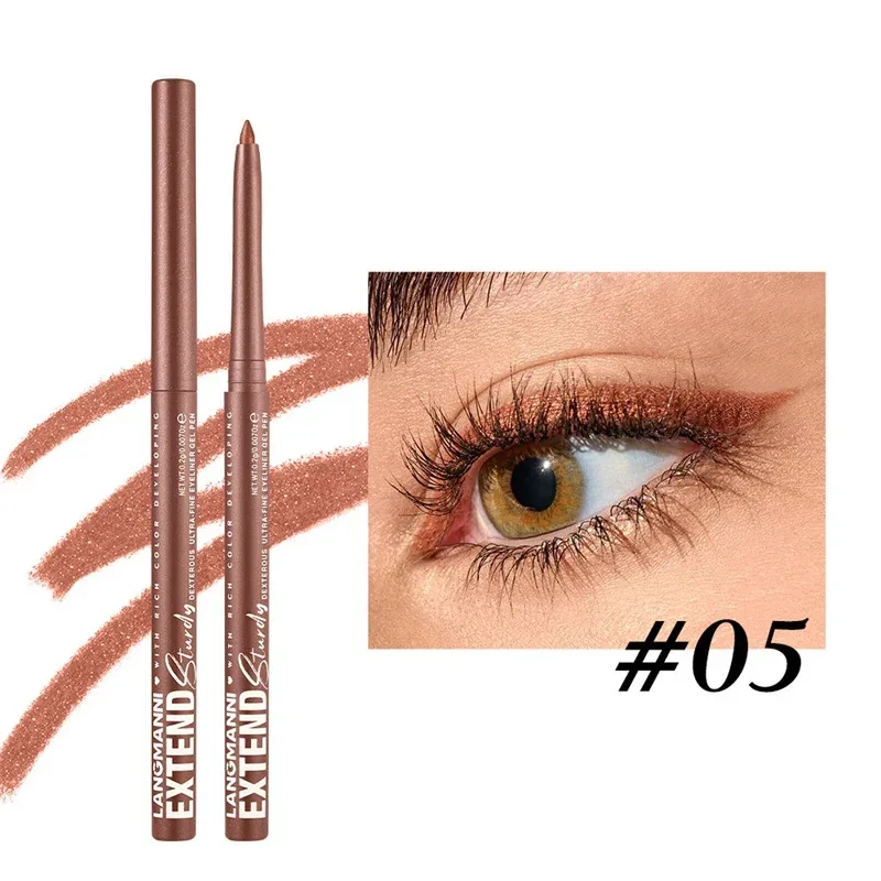 Wasserdichter Eyeliner-Gelstift, goldbraun, liegender Seidenraupenstift, weich, leicht zu tragen, hochpigmentierter, mattierter Eyeliner, dauerhaft glänzendes Augen-Make-up — image 11