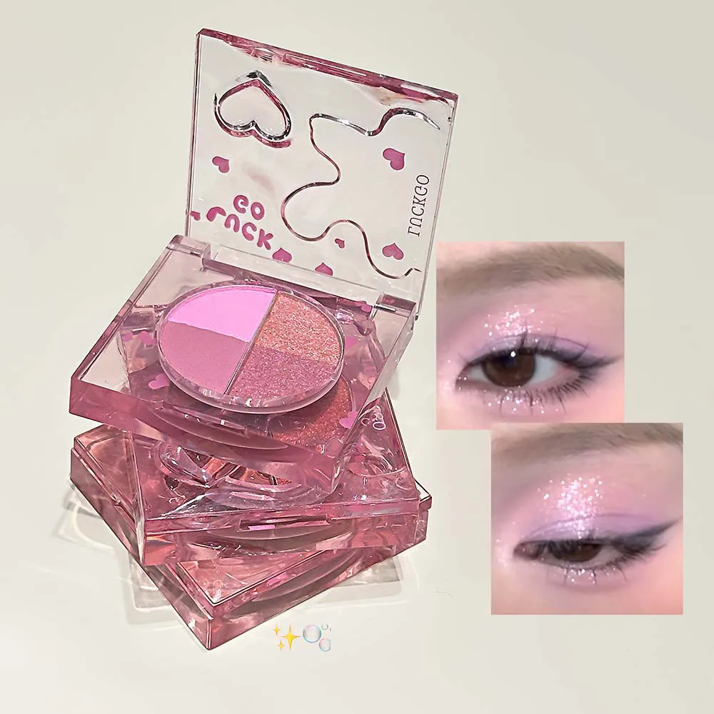 สี่สีเพชร Glitter Eyeshadow Palette MINI สีชมพูสีส้ม Matte Shimmer Eye Shadow Eye Pigments Highlighter แต่งหน้าเครื่องสำอาง — image 4