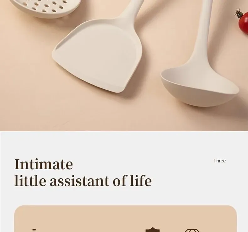 Juego de 1/2/3/4 espátula de silicona gris y blanca, juego de cuchara para sopa, sartén antiadherente, herramientas de cocina, kit de cocina