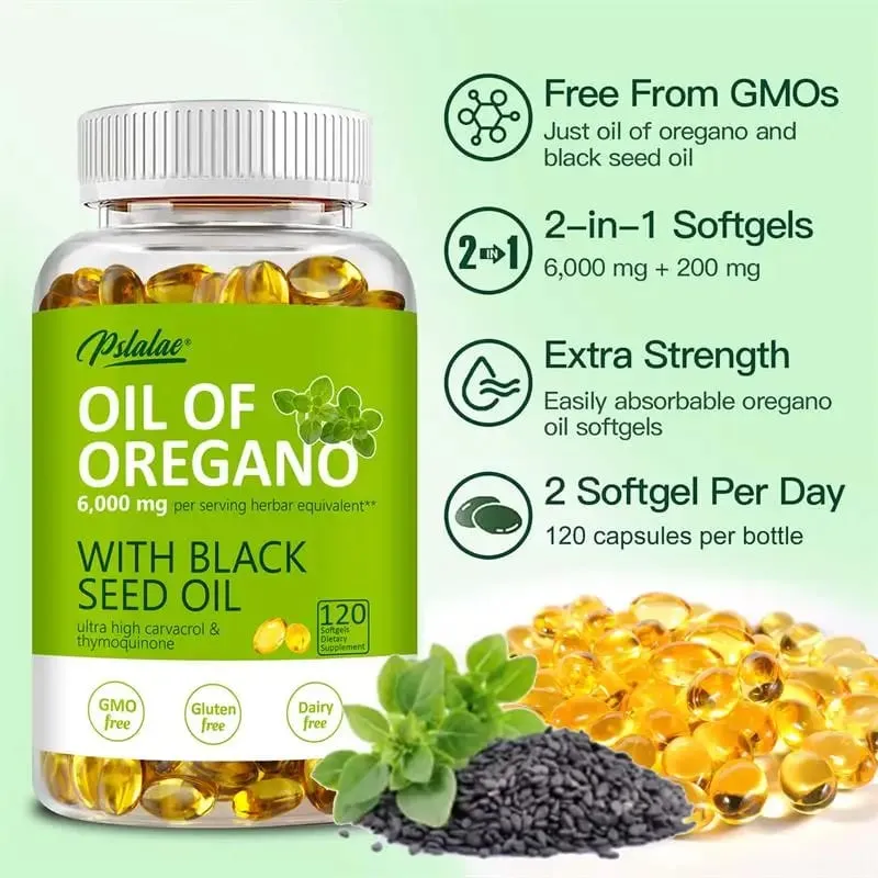 Oreganoöl-Kapseln – mit Schwarzkümmelöl – Verdauungsunterstützung, Magen-Darm-Gesundheit, Immununterstützung — image 4