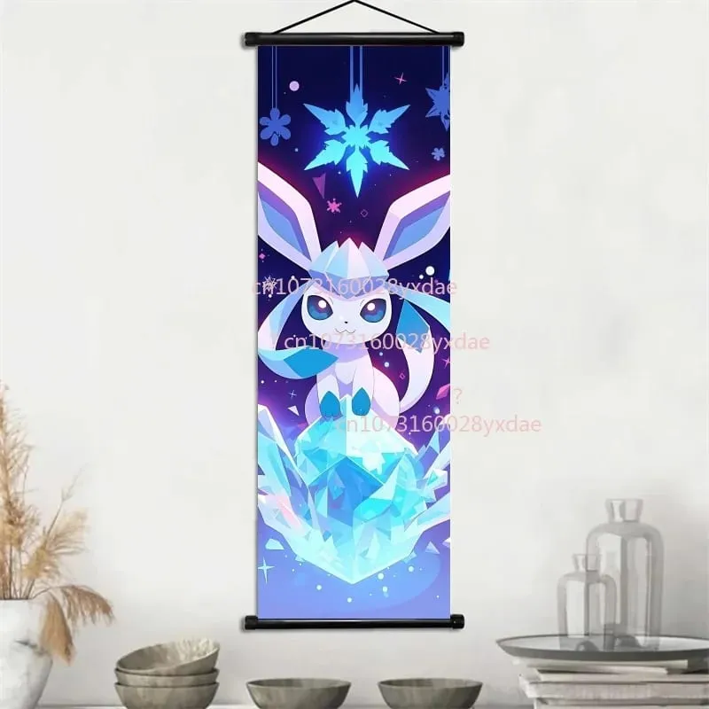 Klasyczny drukowany plakat Pokemon kreskówka ścienna grafika Gengar Squirtle Bulbasaur Pikachu wisząca zwój dekoracja pokoju rodzinnego — image 6