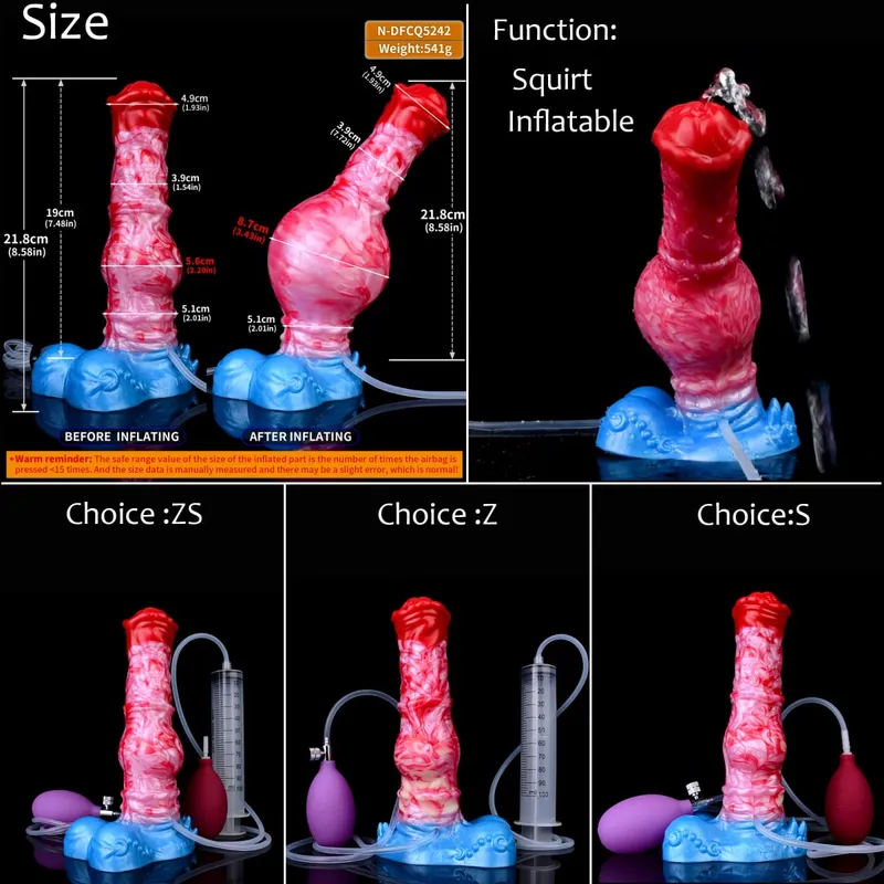 Silikon Şişme Boşalma Düğüm Yapay Penis Ayarlanabilir Çevresi Fışkırtma Fantezi At Penis Yetişkin Seks Oyuncakları Anal Dilatör — image 10